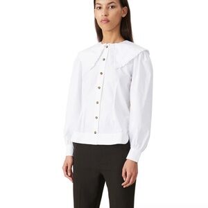 Ganni Big Collar Fitted Shirt in Bright White